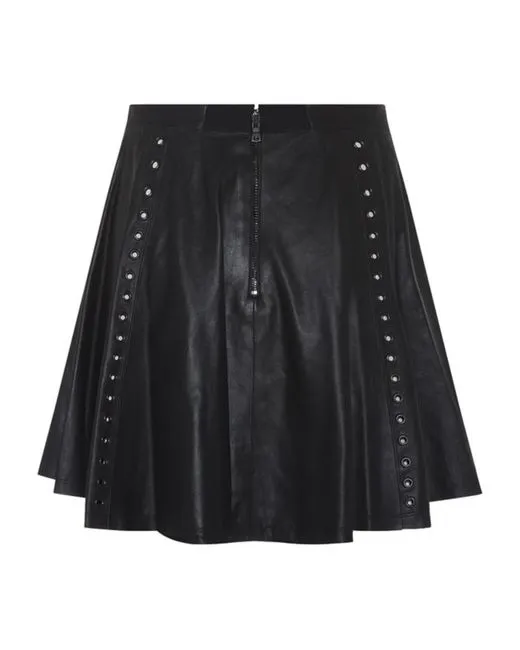 Alice   Olivia 'Akira' Flared Leather Grommet Celebrity Skirt 10 NWT! $550
