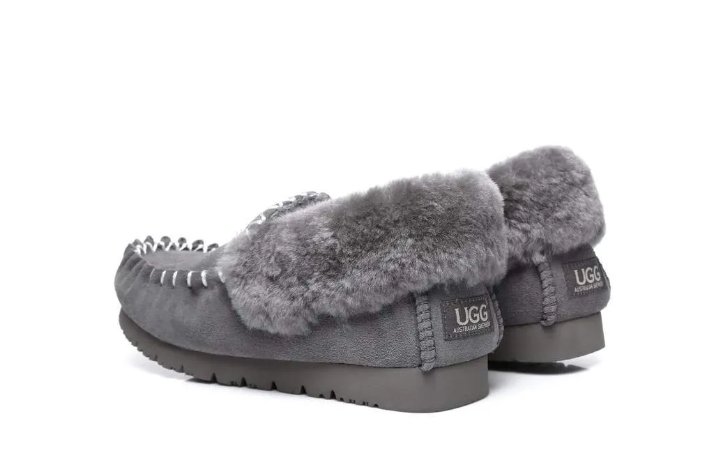 Australian Shepherd®  UGG Slippers, Australia Premium Sheepskin,Unisex Popo Moccasins #15607