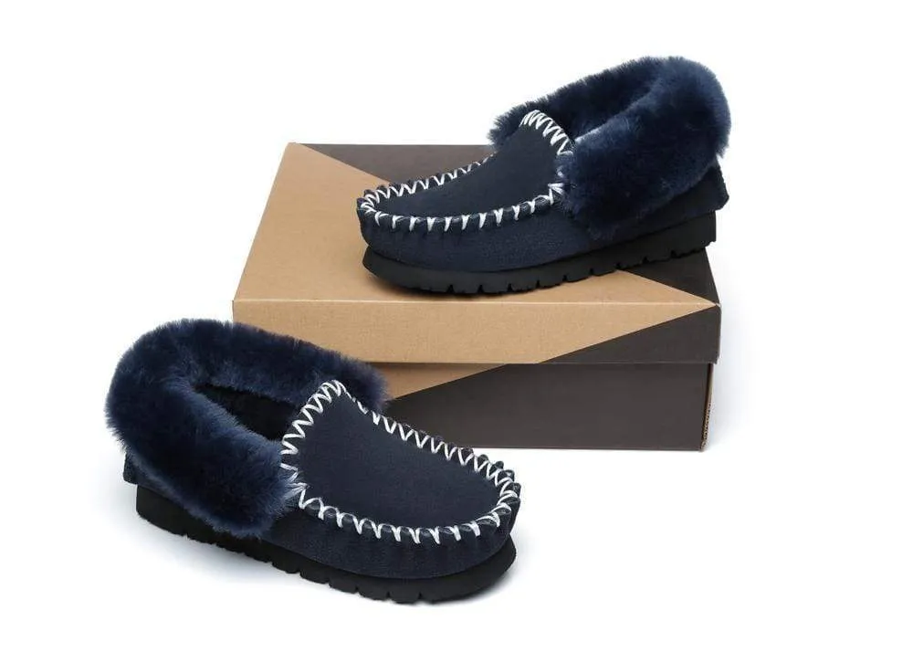 Australian Shepherd®  UGG Slippers, Australia Premium Sheepskin,Unisex Popo Moccasins #15607