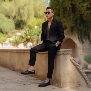 Black Leather Selene Slip On Penny Loafers - SS23