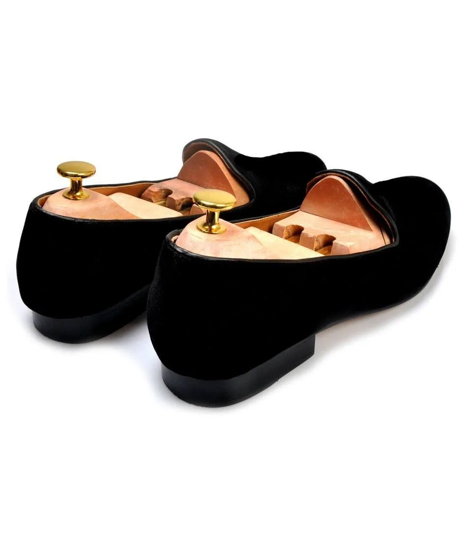 Black Velvet Thug Life Embroidered Loafers