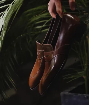 Brown Leather Tavira Slip On Penny Loafers - AW24