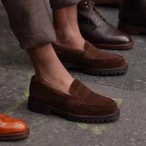Brown Suede Belize Chunky Penny Loafers - With Track Soles - AW24