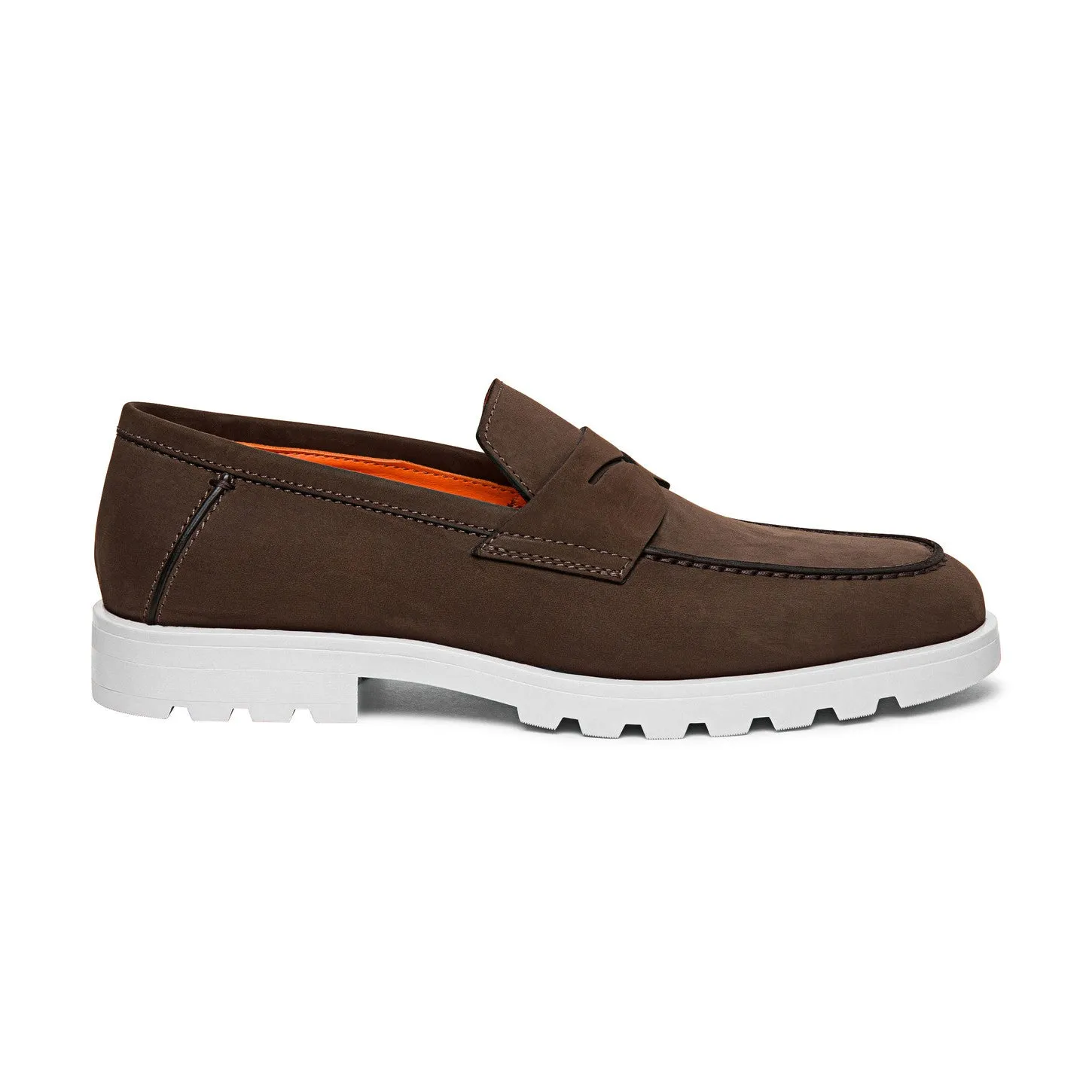 Brown Suede Parker Chunky Penny Loafers - With White Track Soles - Summer 2024 Collection