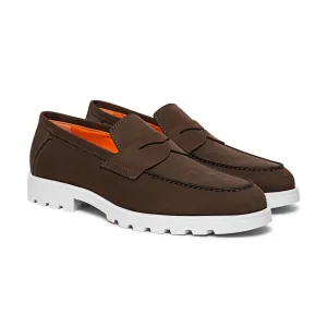Brown Suede Parker Chunky Penny Loafers - With White Track Soles - Summer 2024 Collection