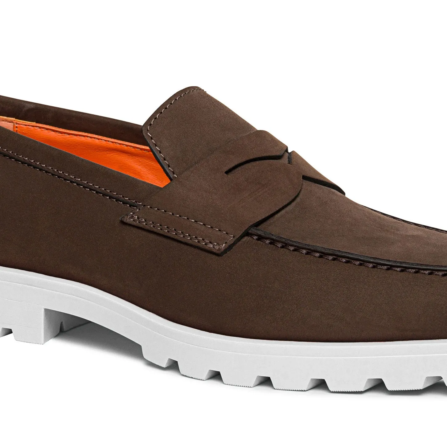Brown Suede Parker Chunky Penny Loafers - With White Track Soles - Summer 2024 Collection