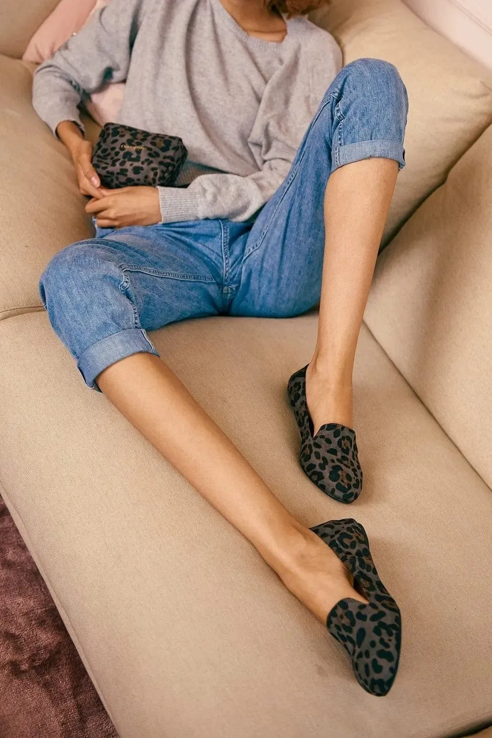 Carnaby - Grey Leopard Foldable Flats