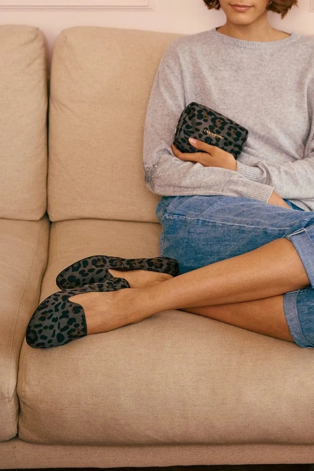 Carnaby - Grey Leopard Foldable Flats
