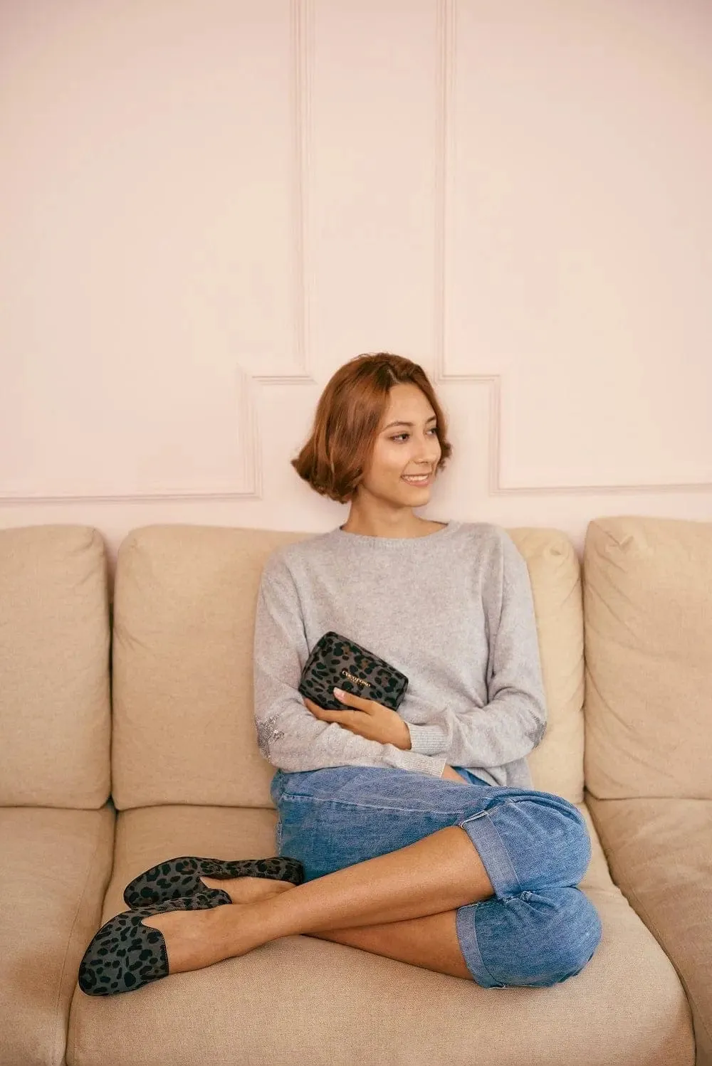 Carnaby - Grey Leopard Foldable Flats