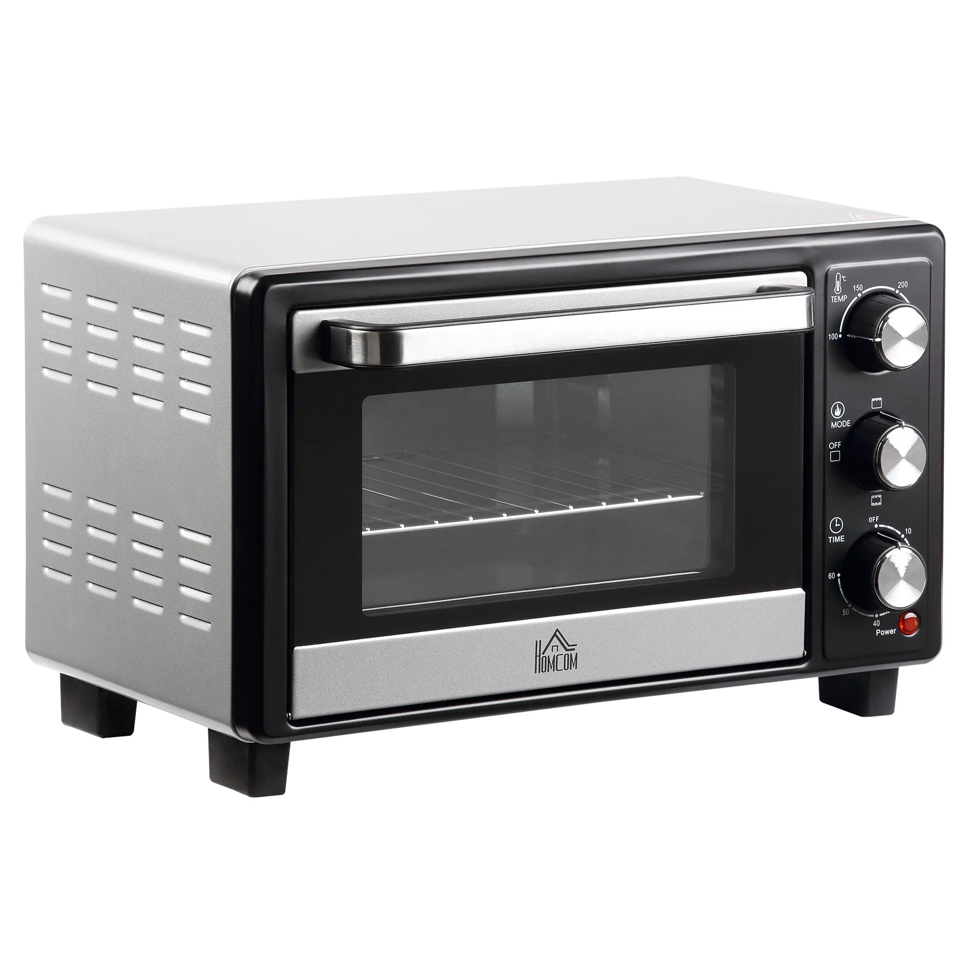 Convection Mini Oven 16L Countertop Electric Grill Toaster Oven with Adjustable Temperature 60 Min Timer Crumb Tray Wire Rack 1400W