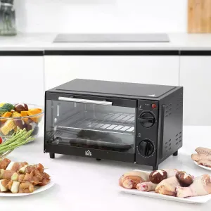 Convection Mini Oven 9L Countertop Electric Grill Toaster Oven with Adjustable Temperature Timer Baking Tray and Wire Rack 750W