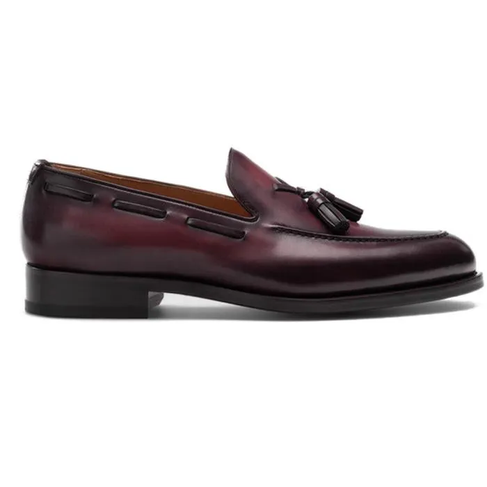 Flat Feet Shoes - Wine Red Leather Barbican Tassel Loafers