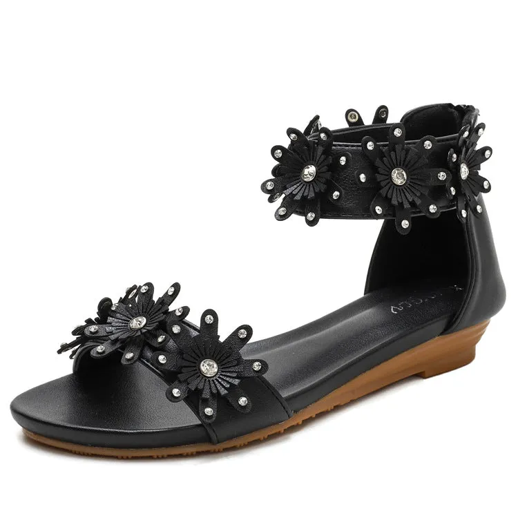 Floral Roman one line casual Sandals