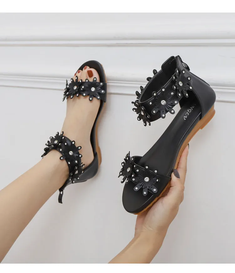 Floral Roman one line casual Sandals