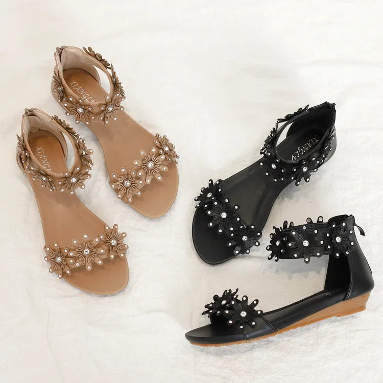 Floral Roman one line casual Sandals