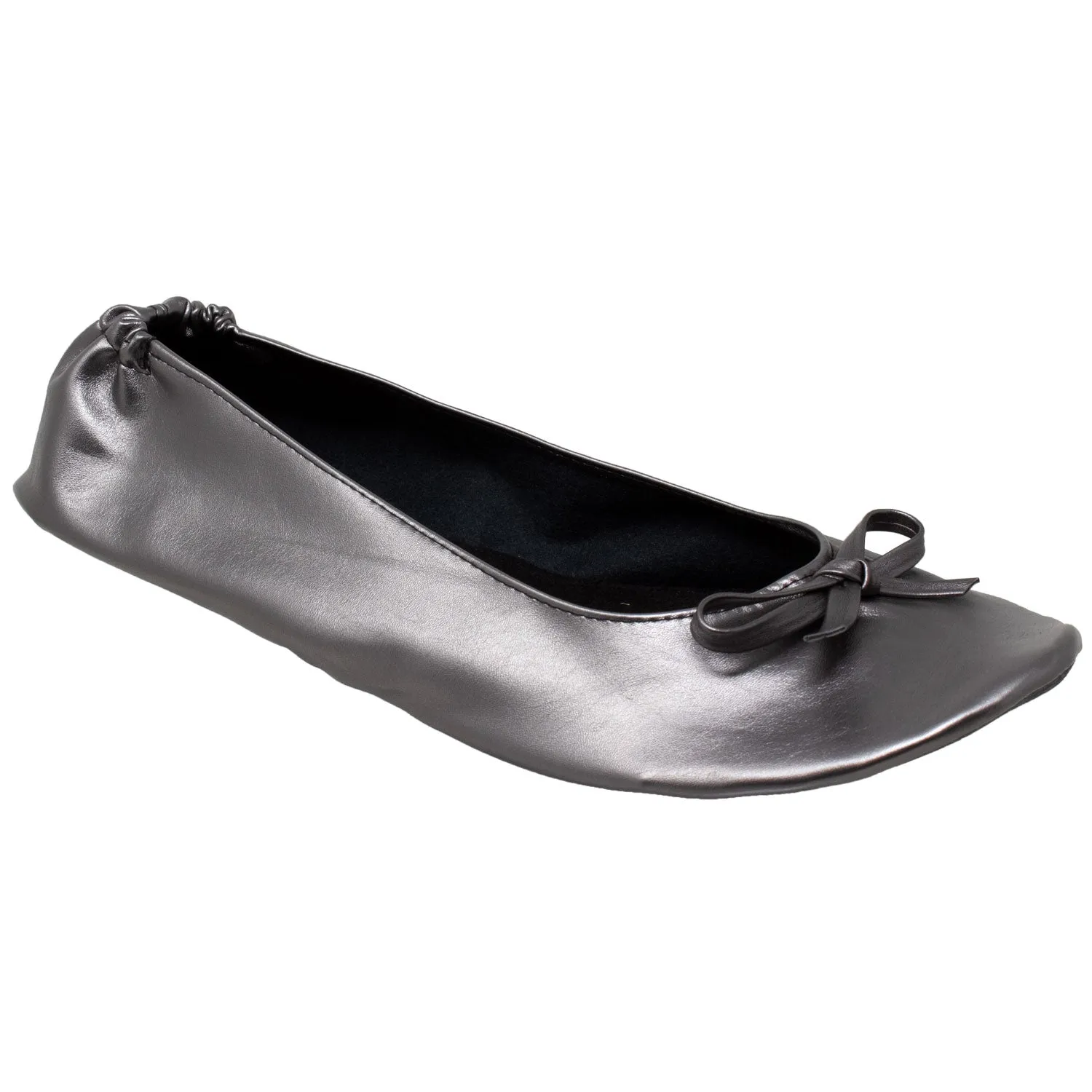 Foldable Ballet Flats Women's Travel Portable Comfortable Shoes Gray PU SOBEYO