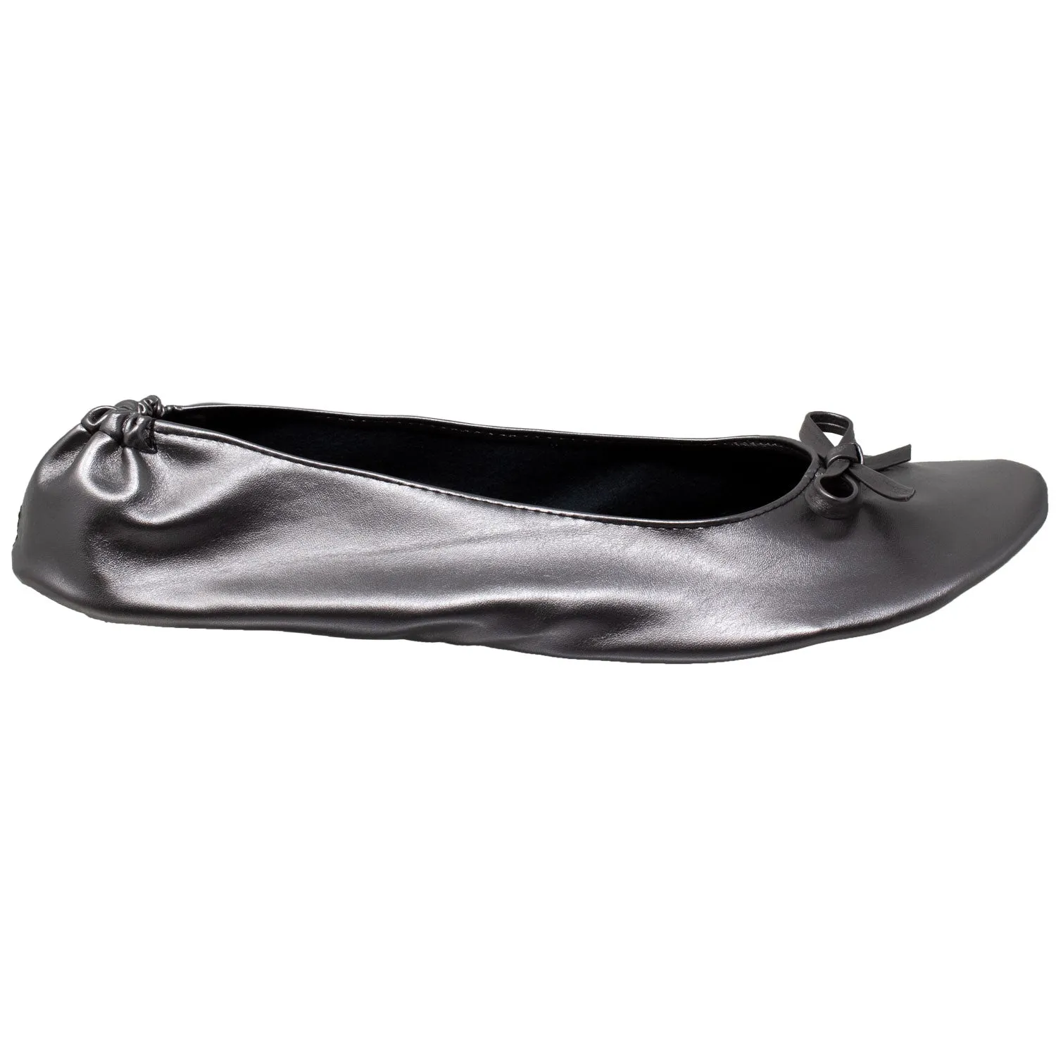 Foldable Ballet Flats Women's Travel Portable Comfortable Shoes Gray PU SOBEYO