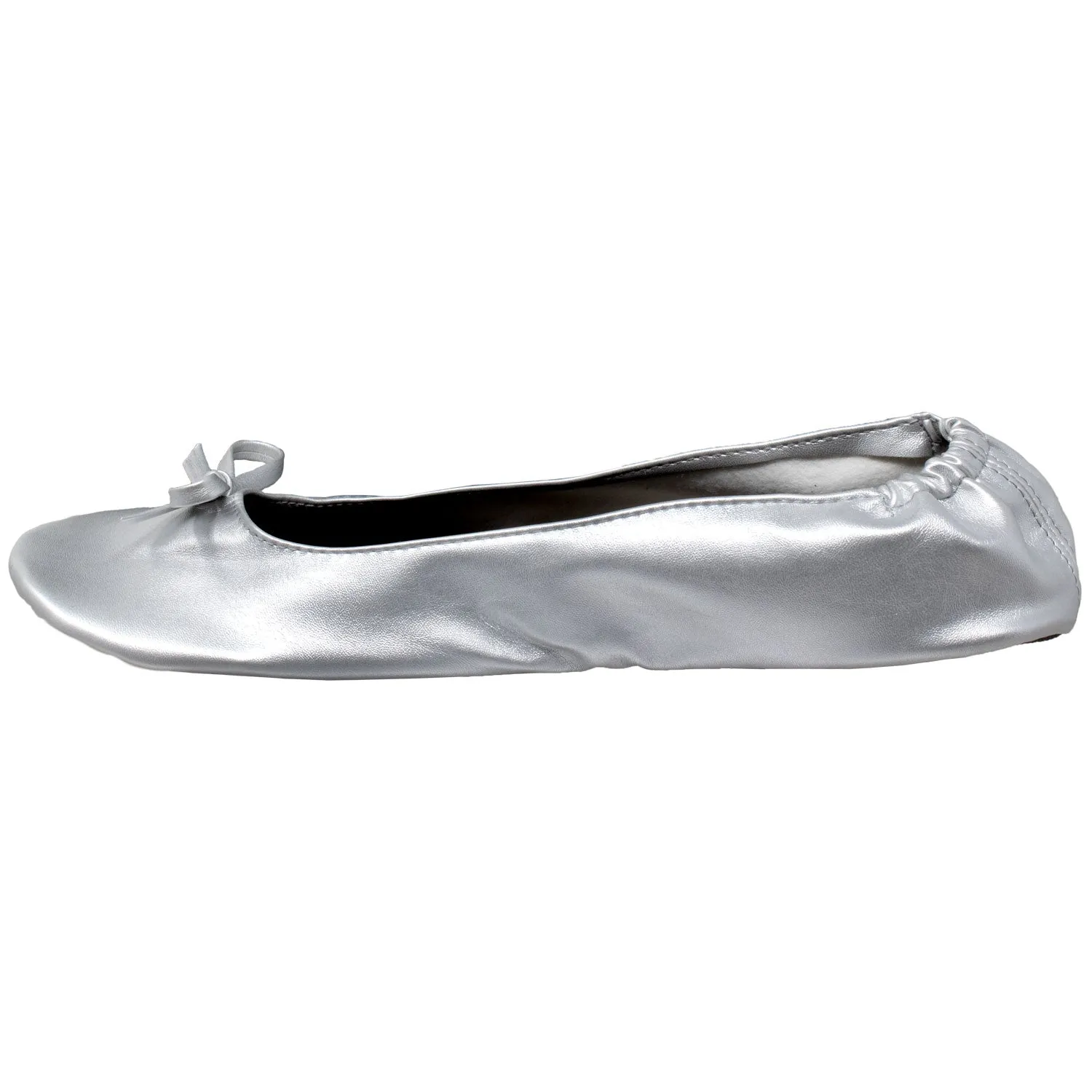 Foldable Ballet Flats Women's Travel Portable Comfortable Shoes Silver SOBEYO