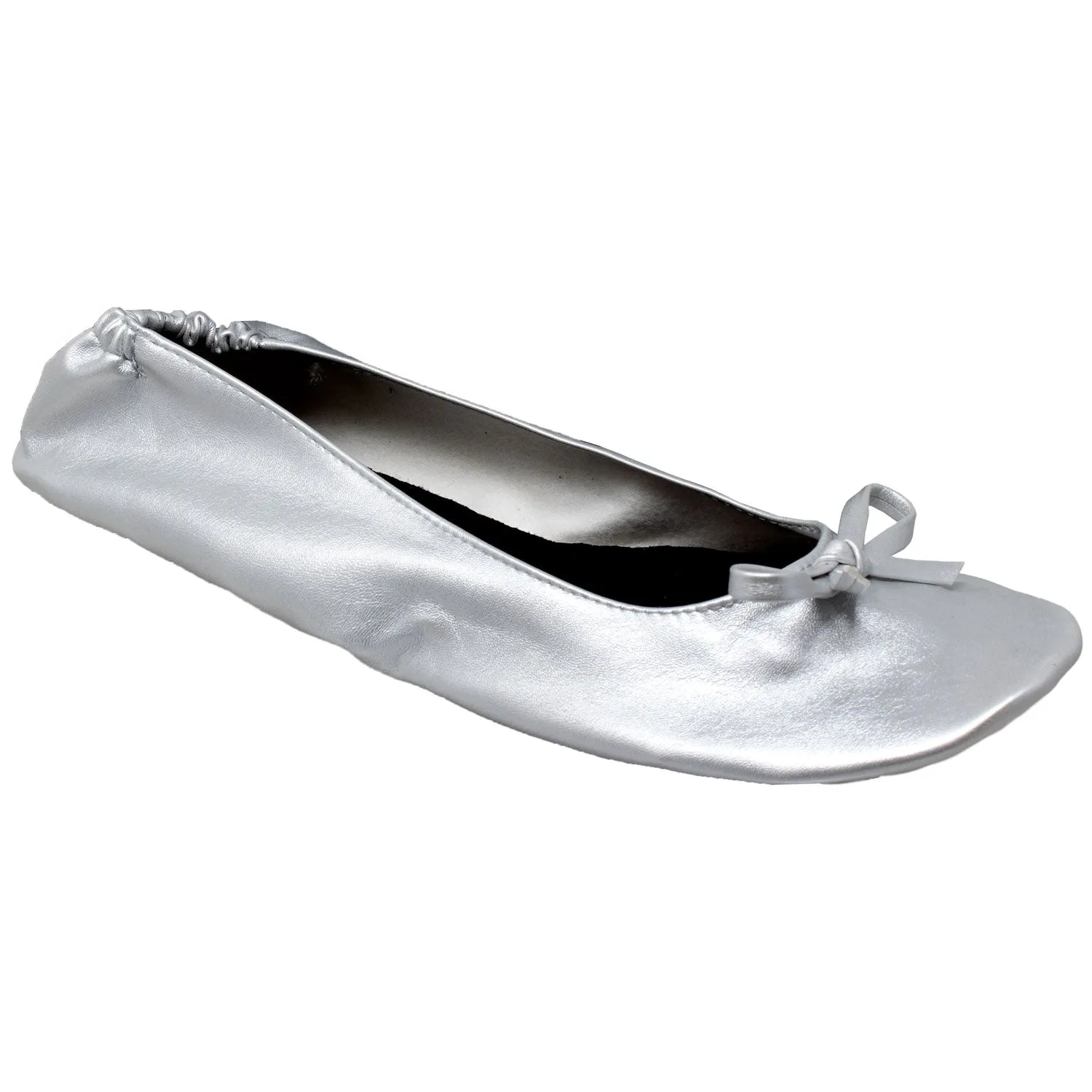 Foldable Ballet Flats Women's Travel Portable Comfortable Shoes Silver SOBEYO