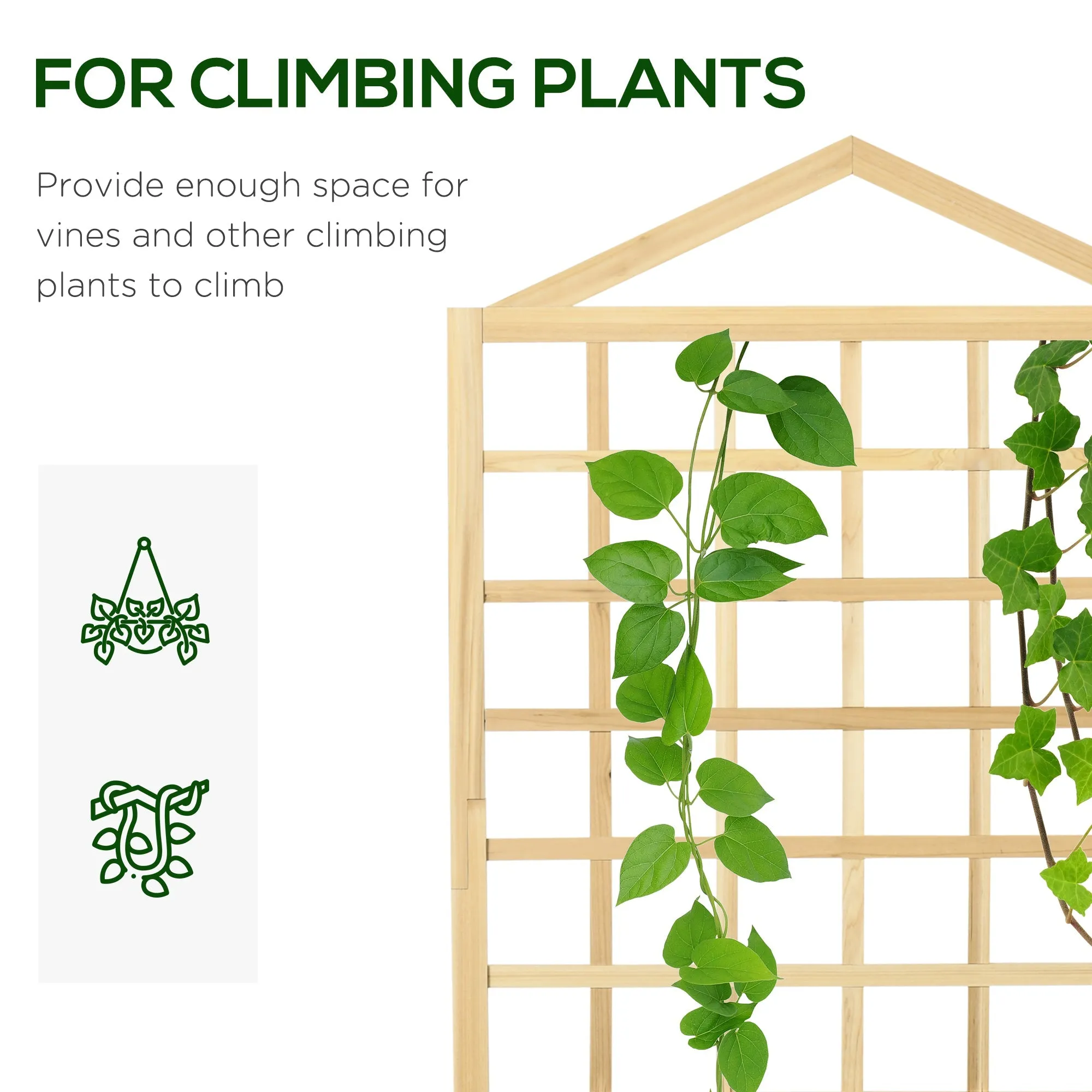 Garden Planters with Trellis for Vine Climbing Distressed Wooden Raised Beds 90x43x150cm Natural Tone