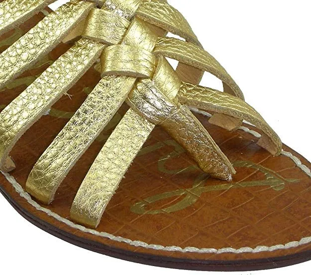 Greco Gold Leather Sam Edelman Flat Gladiator Sandal