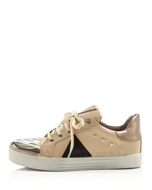 Ivy Kirzhner Sputnik Cream Nude Leather Sleek Hardware Lace Up Street Sneakers