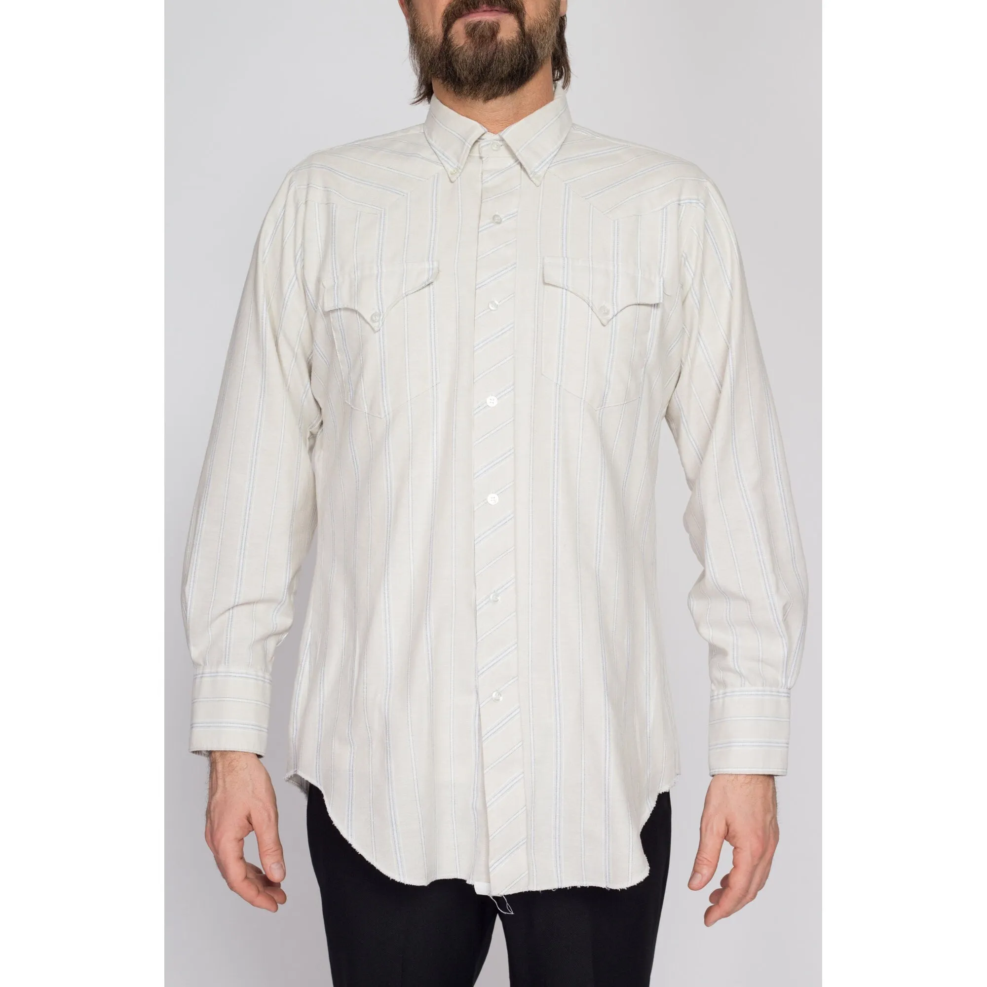 Large 70s H Bar C Ranchwear Striped Western Shirt