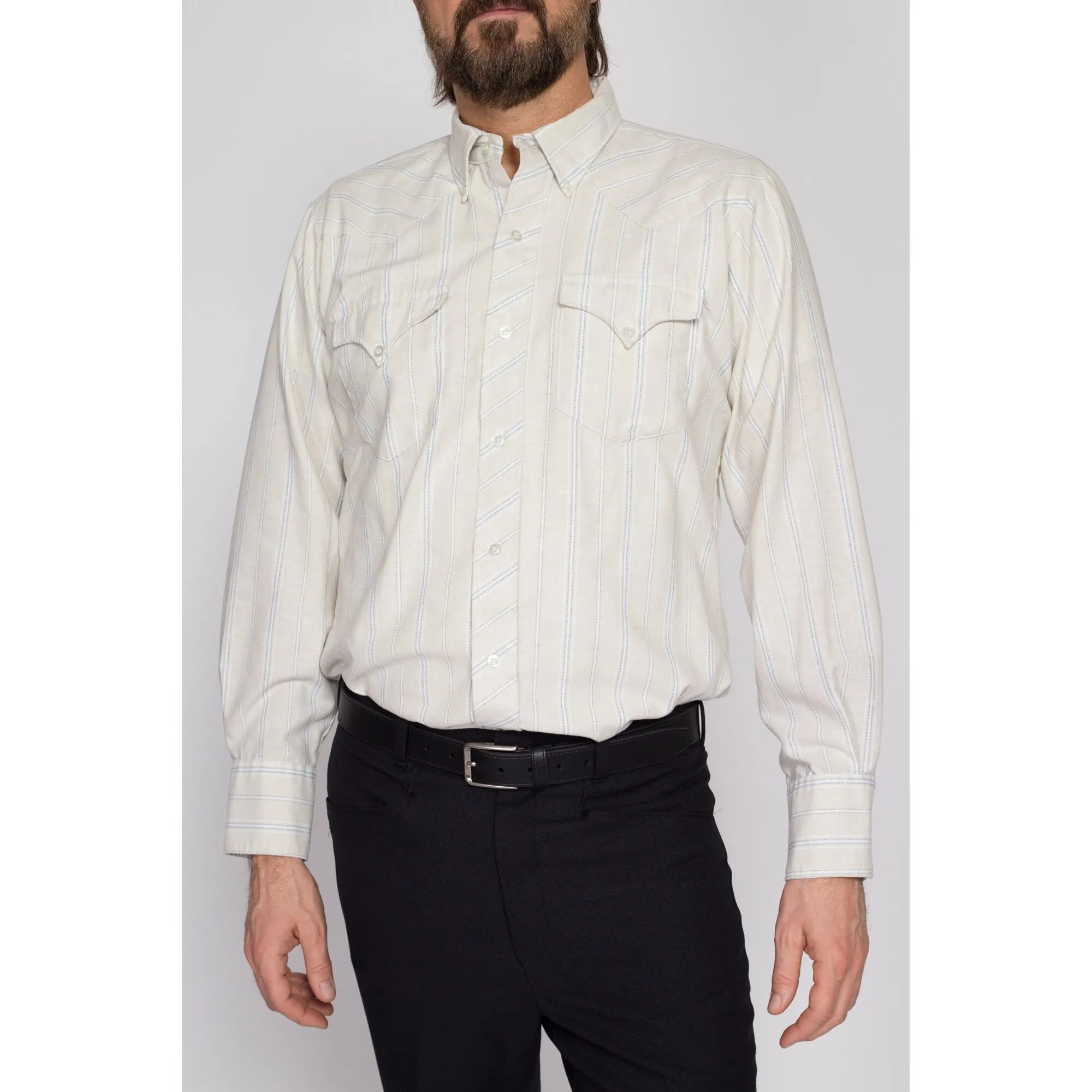 Large 70s H Bar C Ranchwear Striped Western Shirt