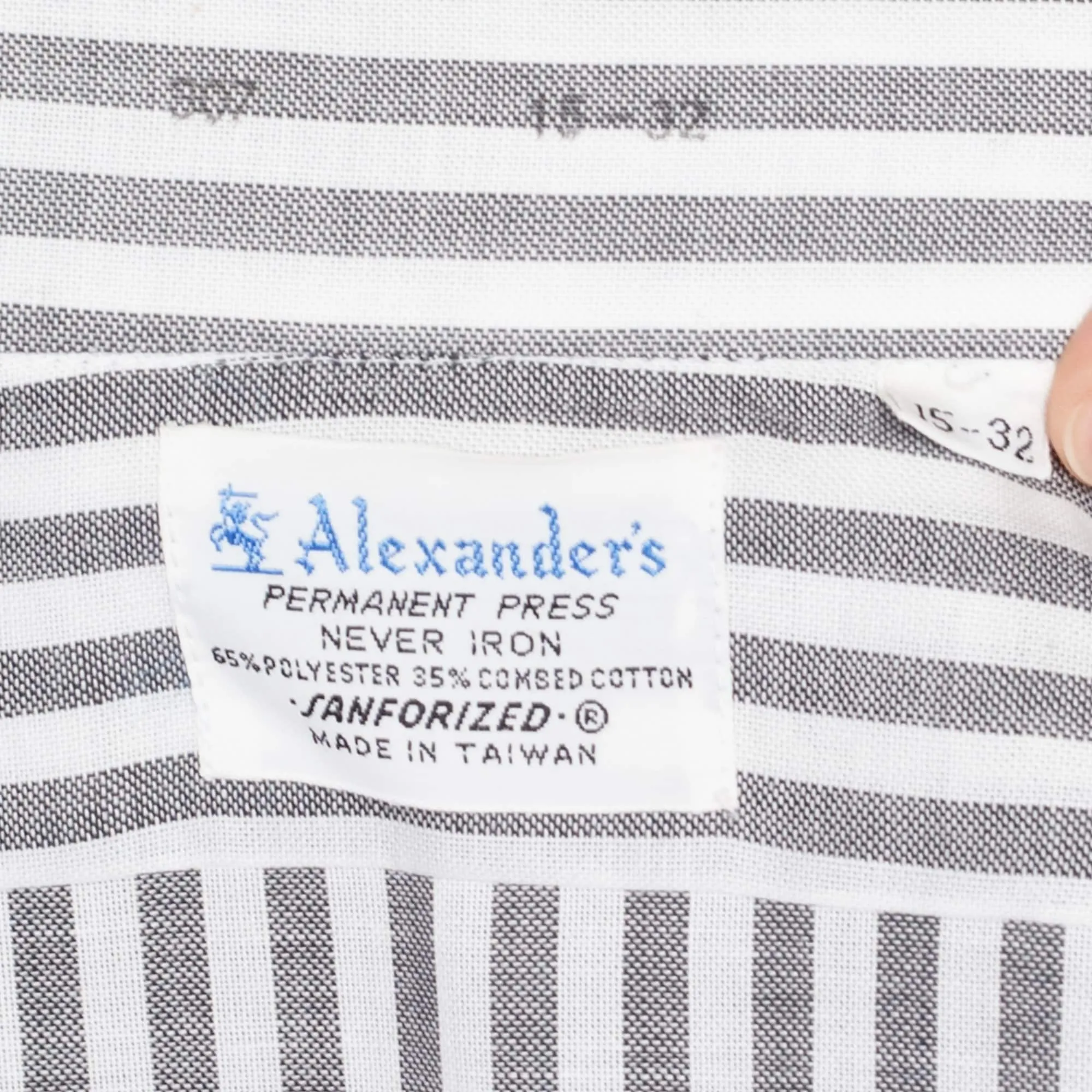 Medium 70s Grey & White Striped Collared Shirt