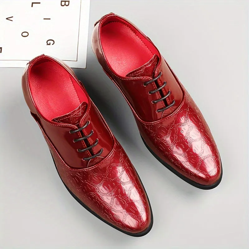 Men's Red Luxury Plain Toe Oxford Shoes Formal