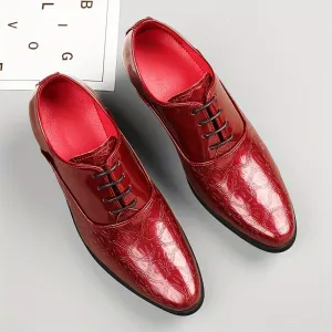 Men's Red Luxury Plain Toe Oxford Shoes Formal