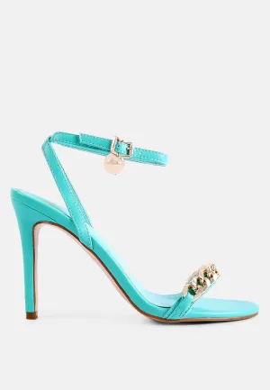 mooning high heeled metal chain strap sandals