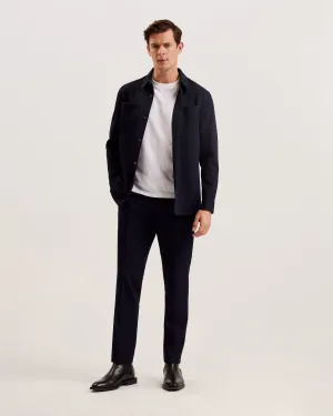 Nalfans Long Sleeve Wool Blend Twill Over Shirt Navy