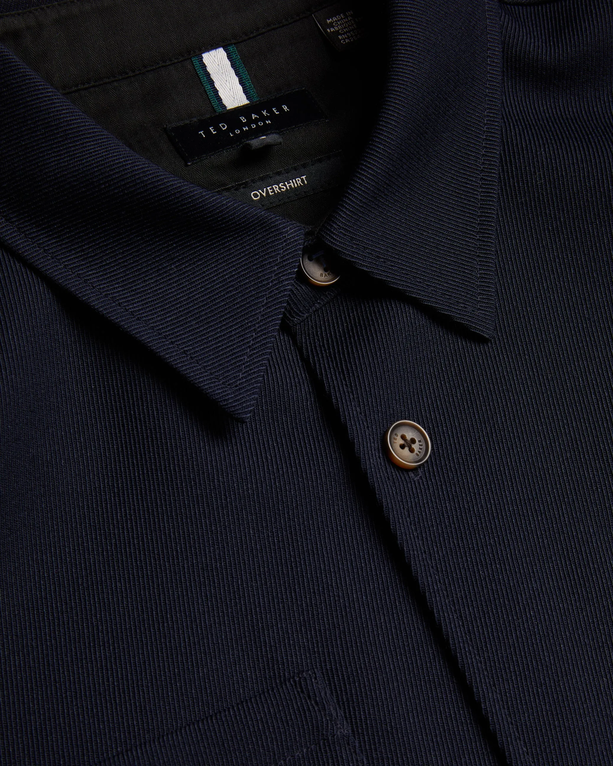 Nalfans Long Sleeve Wool Blend Twill Over Shirt Navy