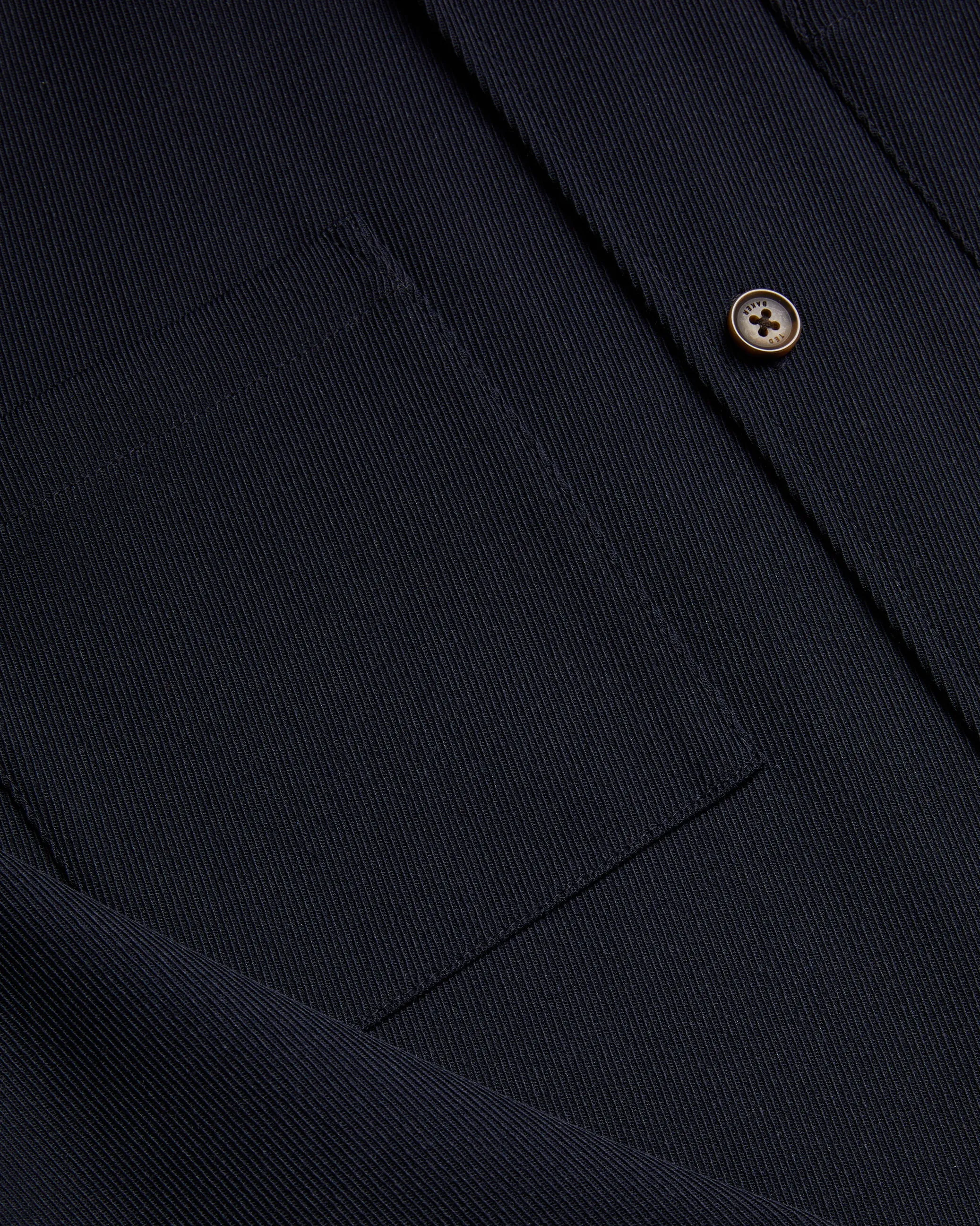Nalfans Long Sleeve Wool Blend Twill Over Shirt Navy
