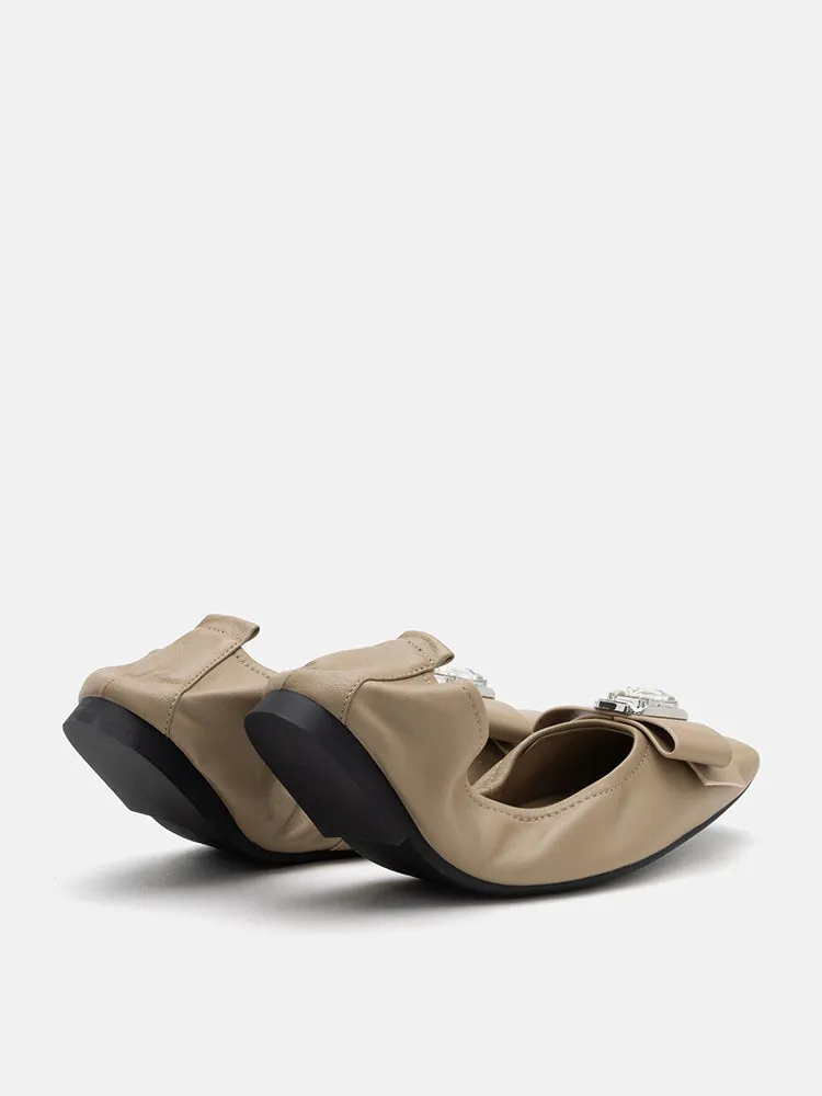 Noelle Diamante Bow Foldable Flats