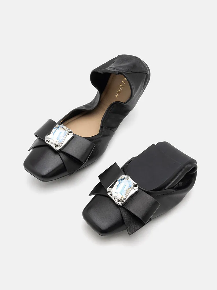 Noelle Diamante Bow Foldable Flats