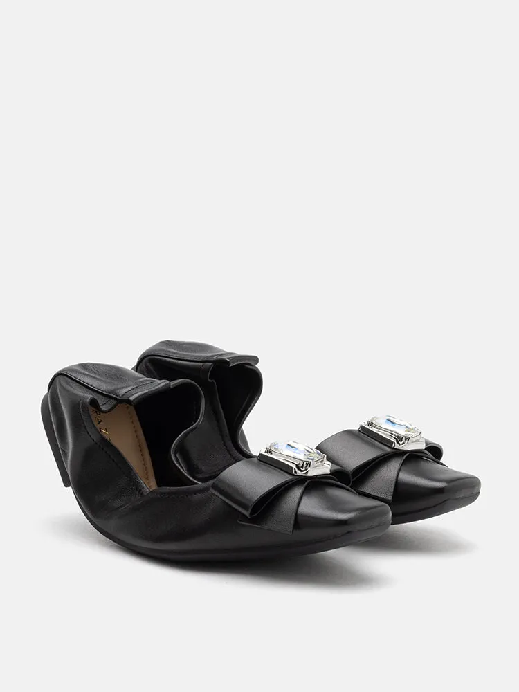 Noelle Diamante Bow Foldable Flats