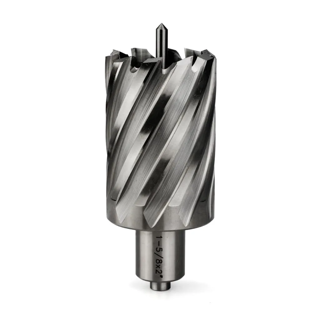 OSCARBIDE 1-5/8"X2 Annular Cutter,3/4 Inch Weldon Shank,1-5/8 Inch Cutting Diameter,2 Inch Depth of Cut,2 Flat Mag Drill Bit with Pilot Pin for Magnetic Drill Press,1 Piece