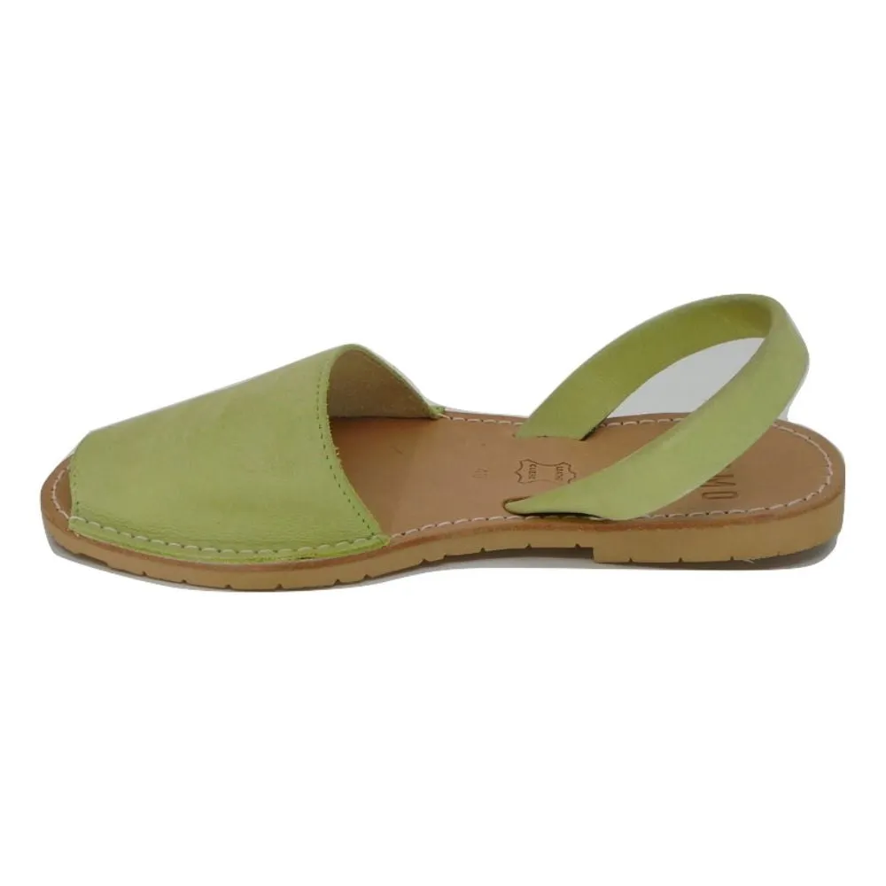 Pistacchio Leather Plomo Espadrille Flat Sandal
