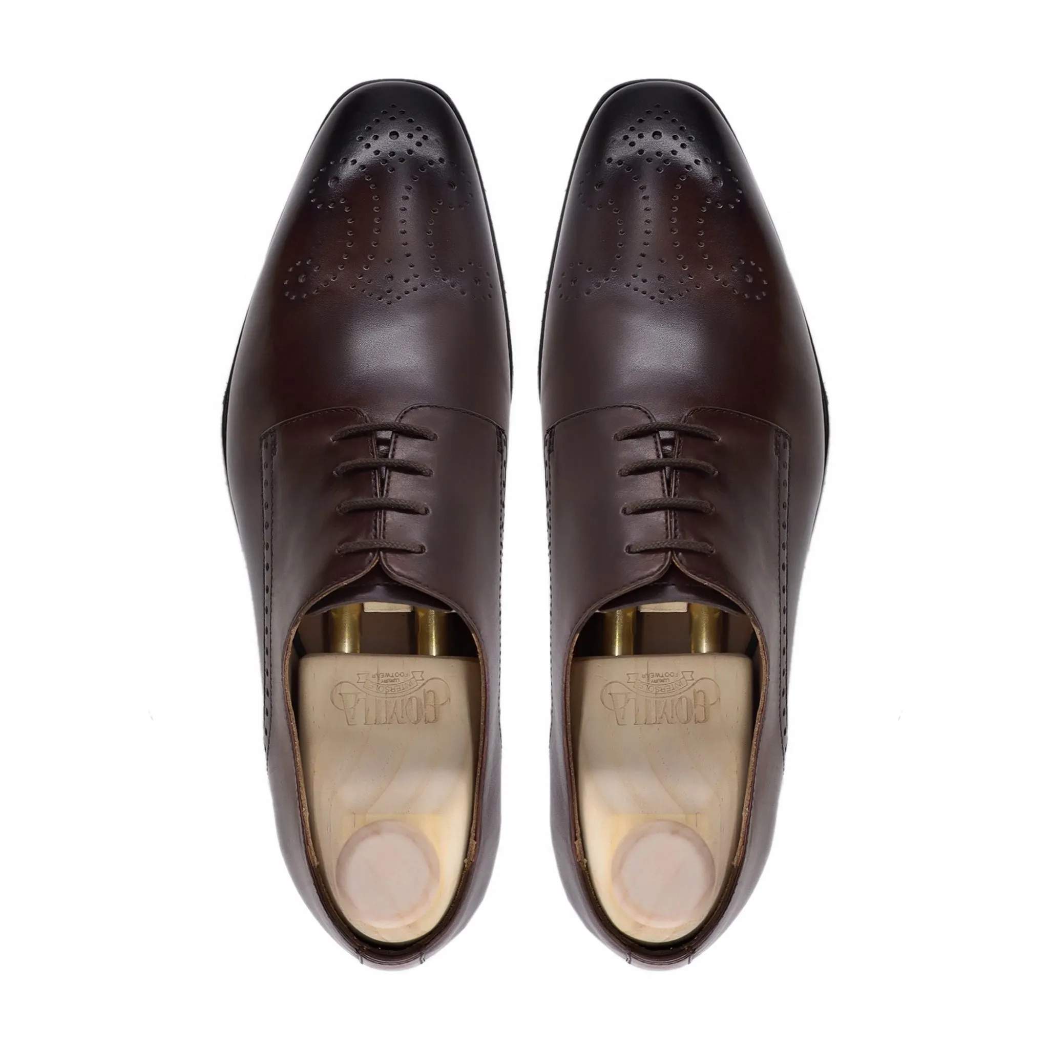 Pittney - Men's Burnished Dark Brown Calf Leather Derby Shoe