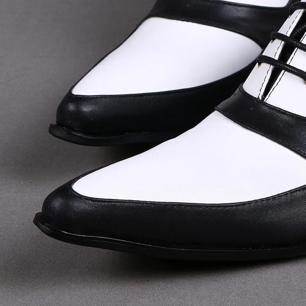 Pointed Two Tones Lace up 5cm Heel Men Oxfords