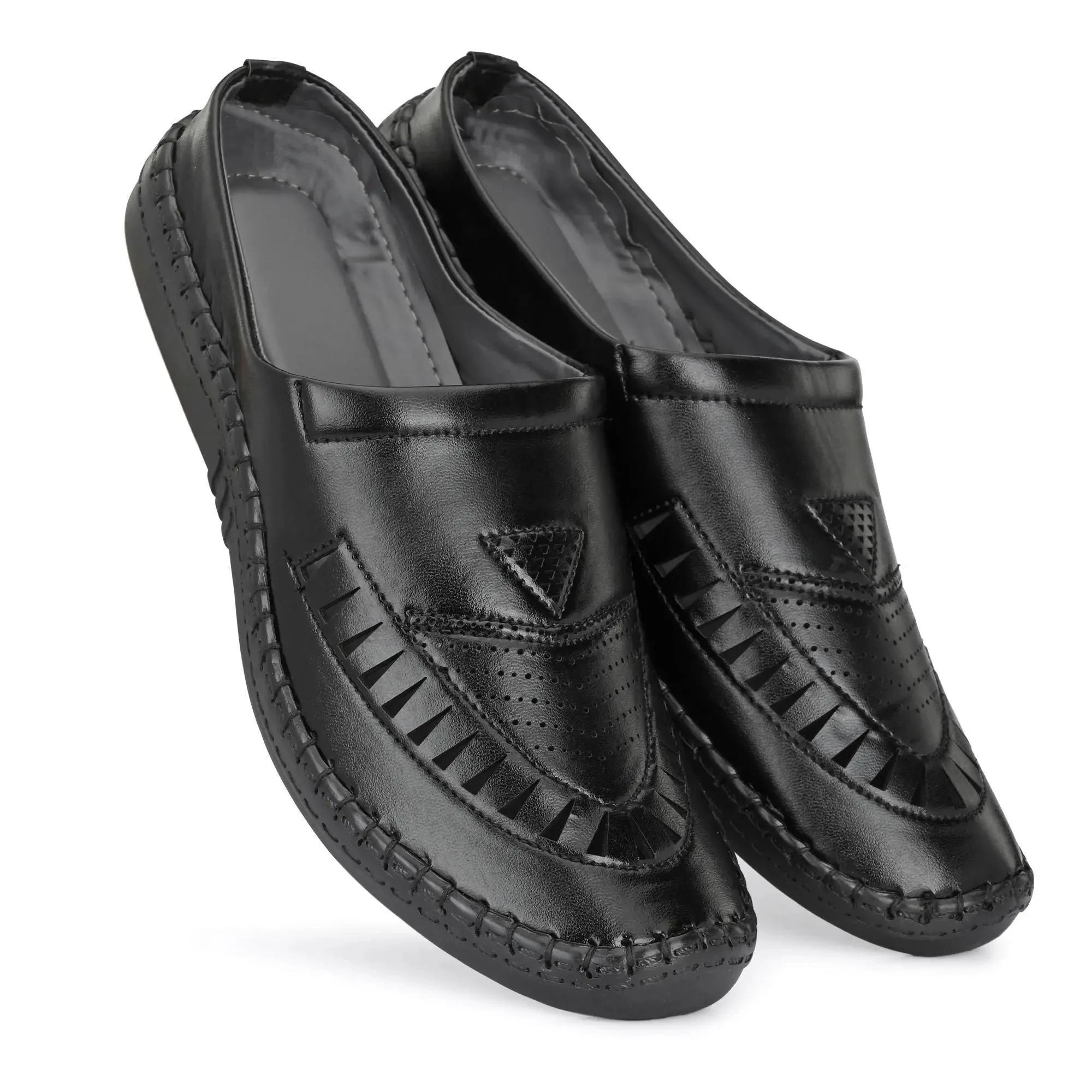 Sandals for Men Casual Synthetic Leather Black Sandal