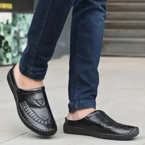 Sandals for Men Casual Synthetic Leather Black Sandal