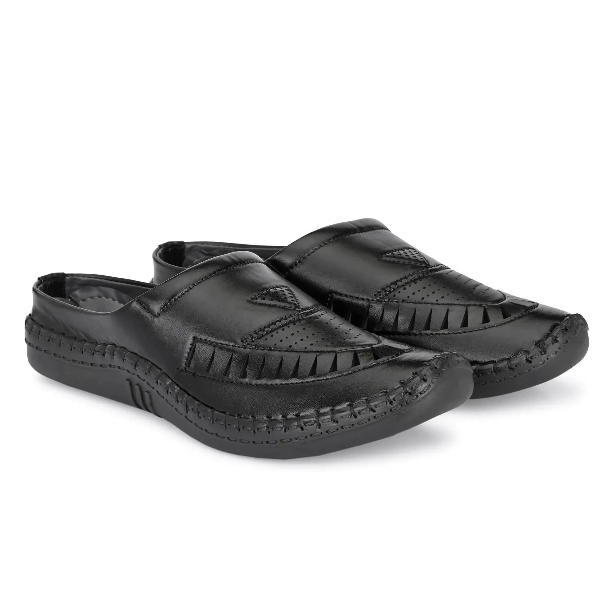 Sandals for Men Casual Synthetic Leather Black Sandal