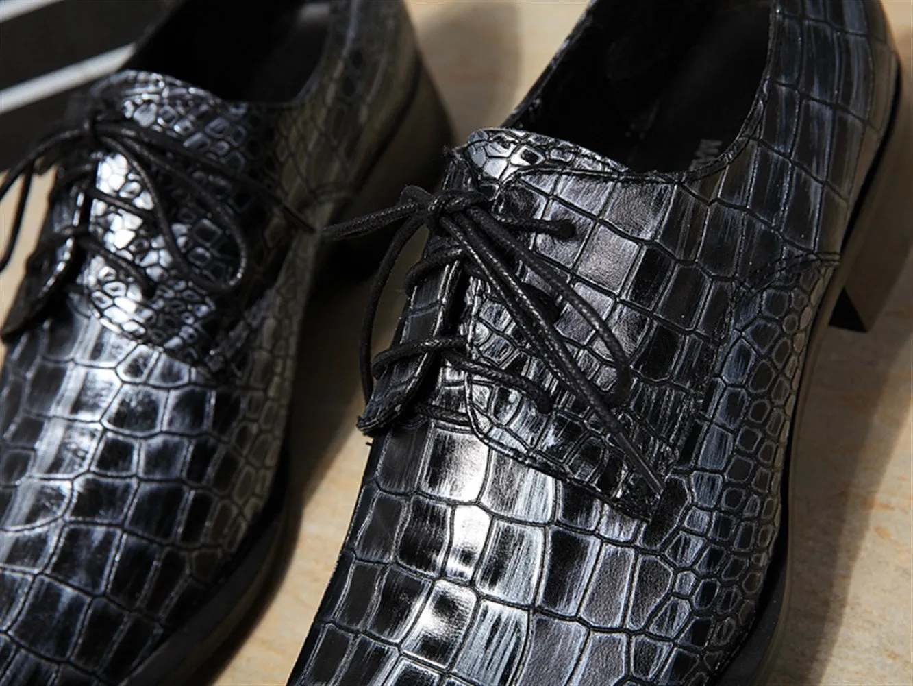 Steel Toe Lace up Animal Pattern Men Oxfords