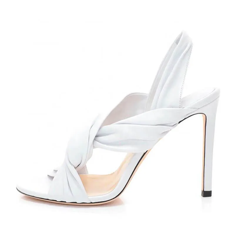 Summer Leather Cross Open Toe High Heel Sandals