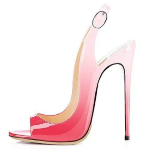 Summer Leather Gradient Peep Toe High Heel Sandals
