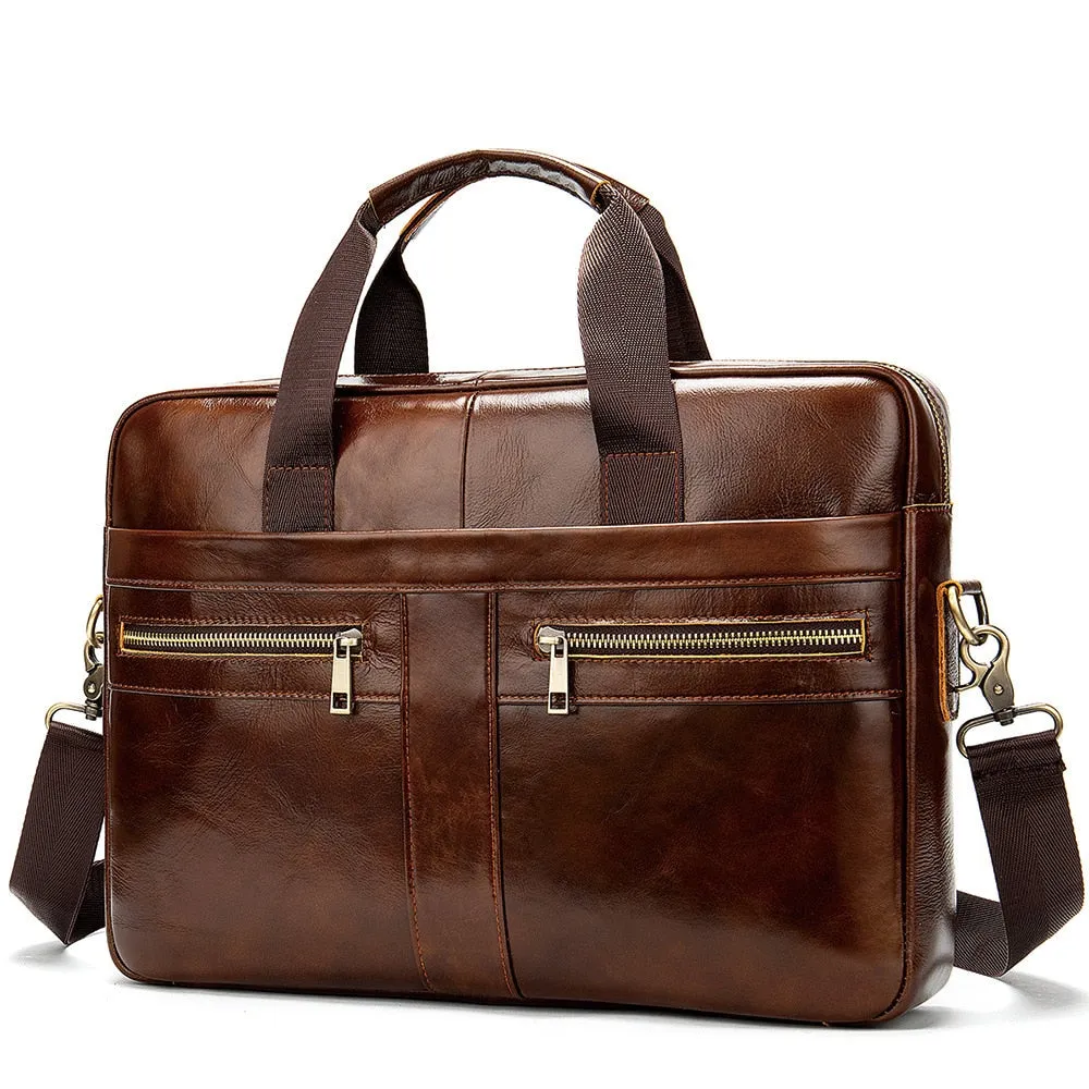 West Louis High Quality Luxury Business Leather Briefcase