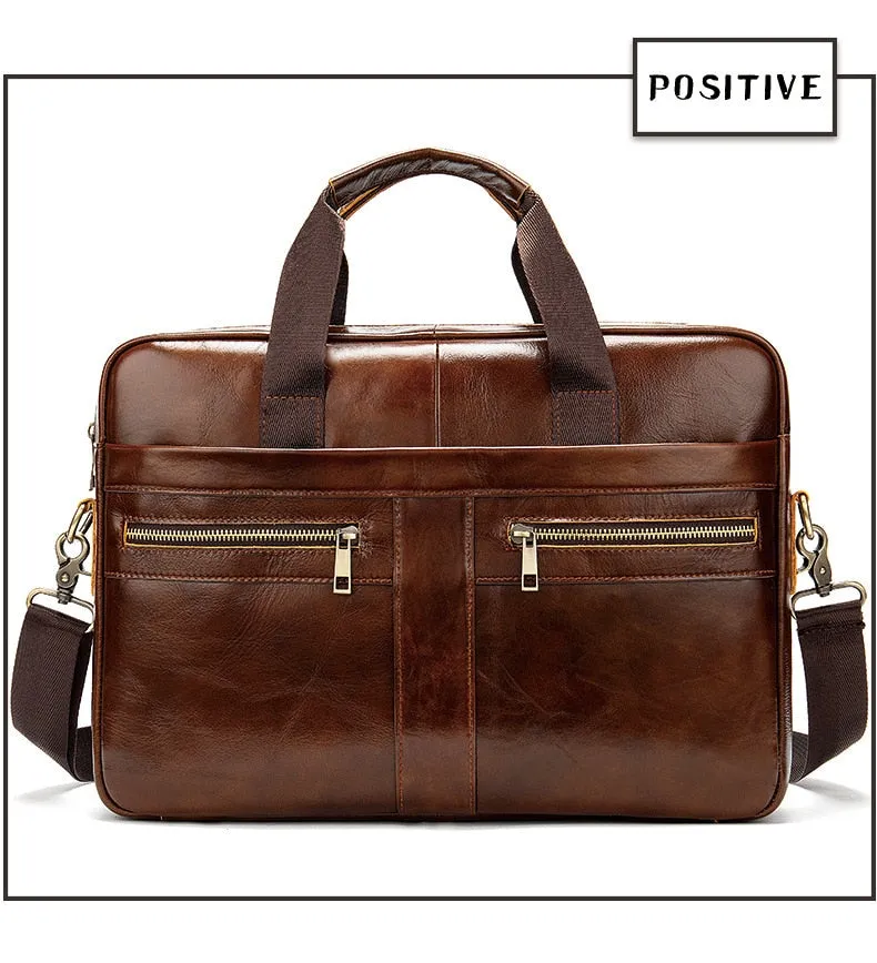 West Louis High Quality Luxury Business Leather Briefcase
